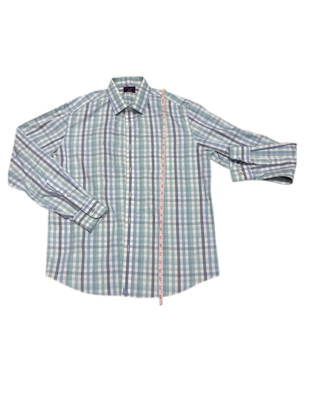 UNTUCKit Men's Plaid Button-Up Shirt in Light Blue and Green
